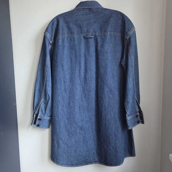 Club Monaco Dress EUC Indigo Denim Shirt Dress Jacket Oversized Sz 2 - Picture 6 of 13